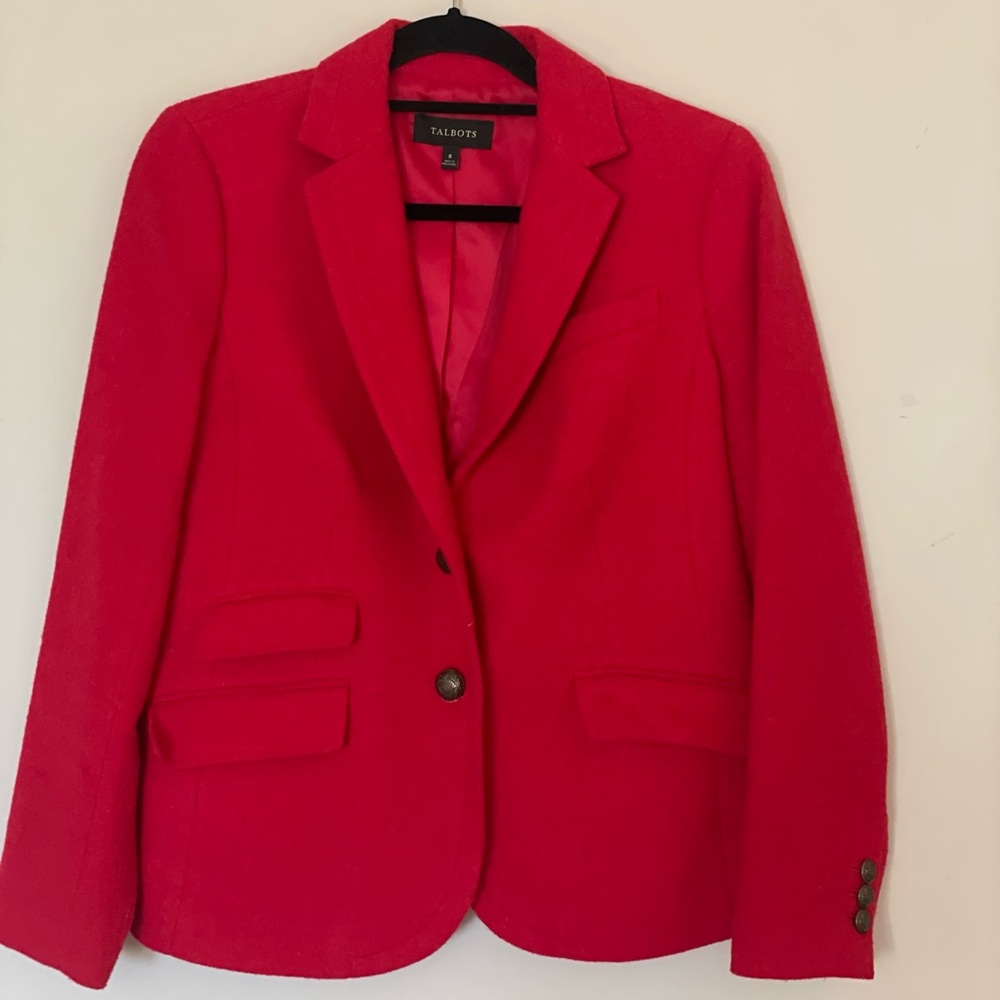 Talbots Women's Wool Blend Red Blazer